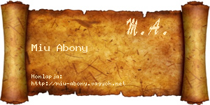 Miu Abony névjegykártya